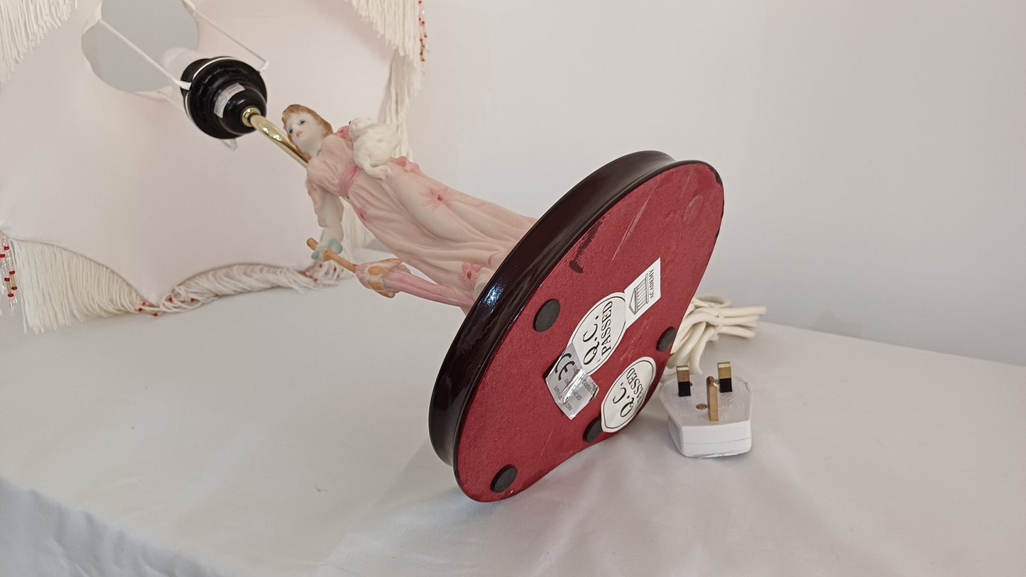 The Juliana Collection Art Deco Nouveau Style Figurine Table Lamp - Lady with dog and umbrella