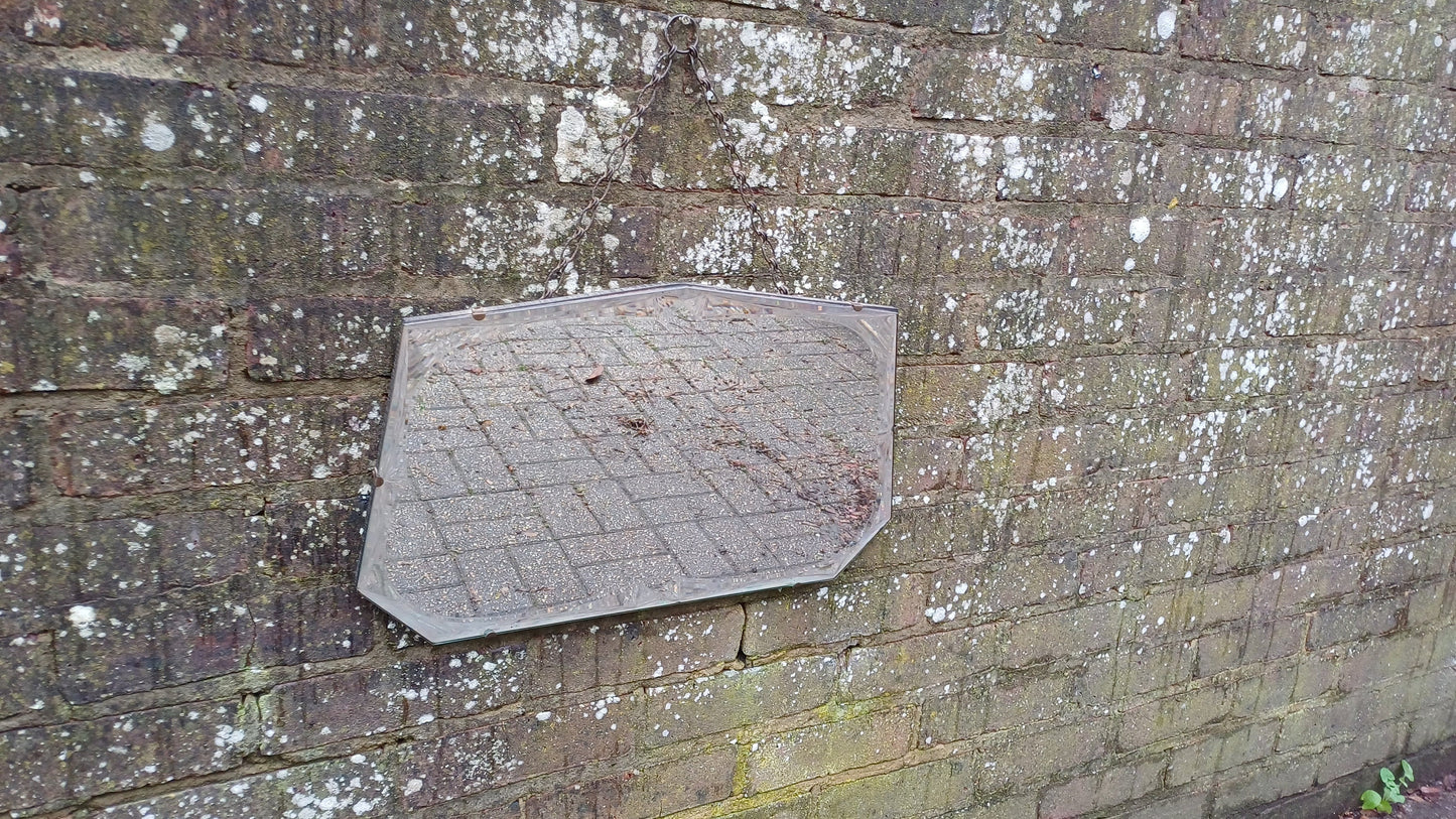 Unusual Frameless Vintage Retro Wall Mirror. Double Bevel.