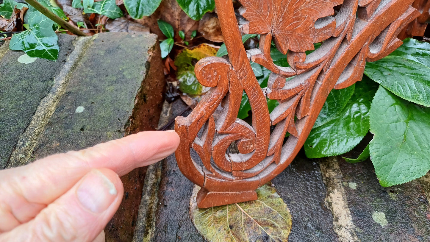 Superb Mid-Eastern Carved Coffee Occasional Table Brass Inlay Grape Decoration.
