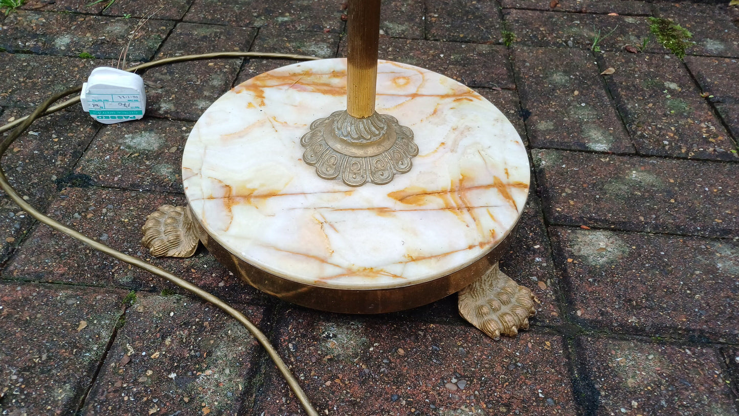 Delightful Vintage Retro Onyx Marble and Brass Standard Lamp