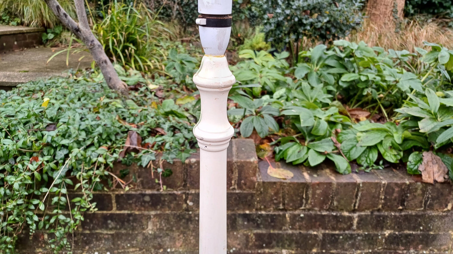 Vintage Painted Solid Beech Turned and Fluted Standard Lamp Working