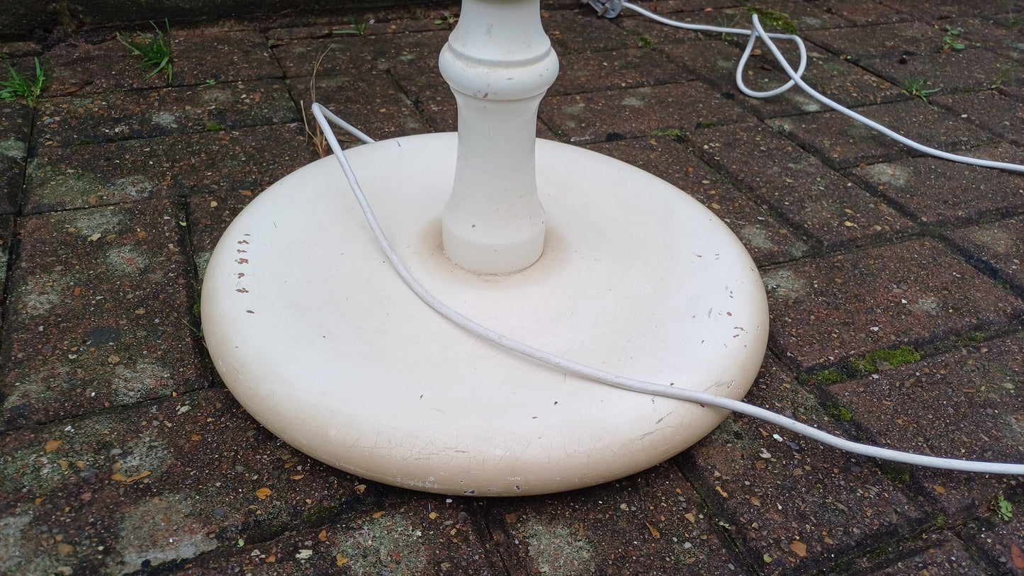 Vintage Painted Solid Beech Turned and Fluted Standard Lamp Working