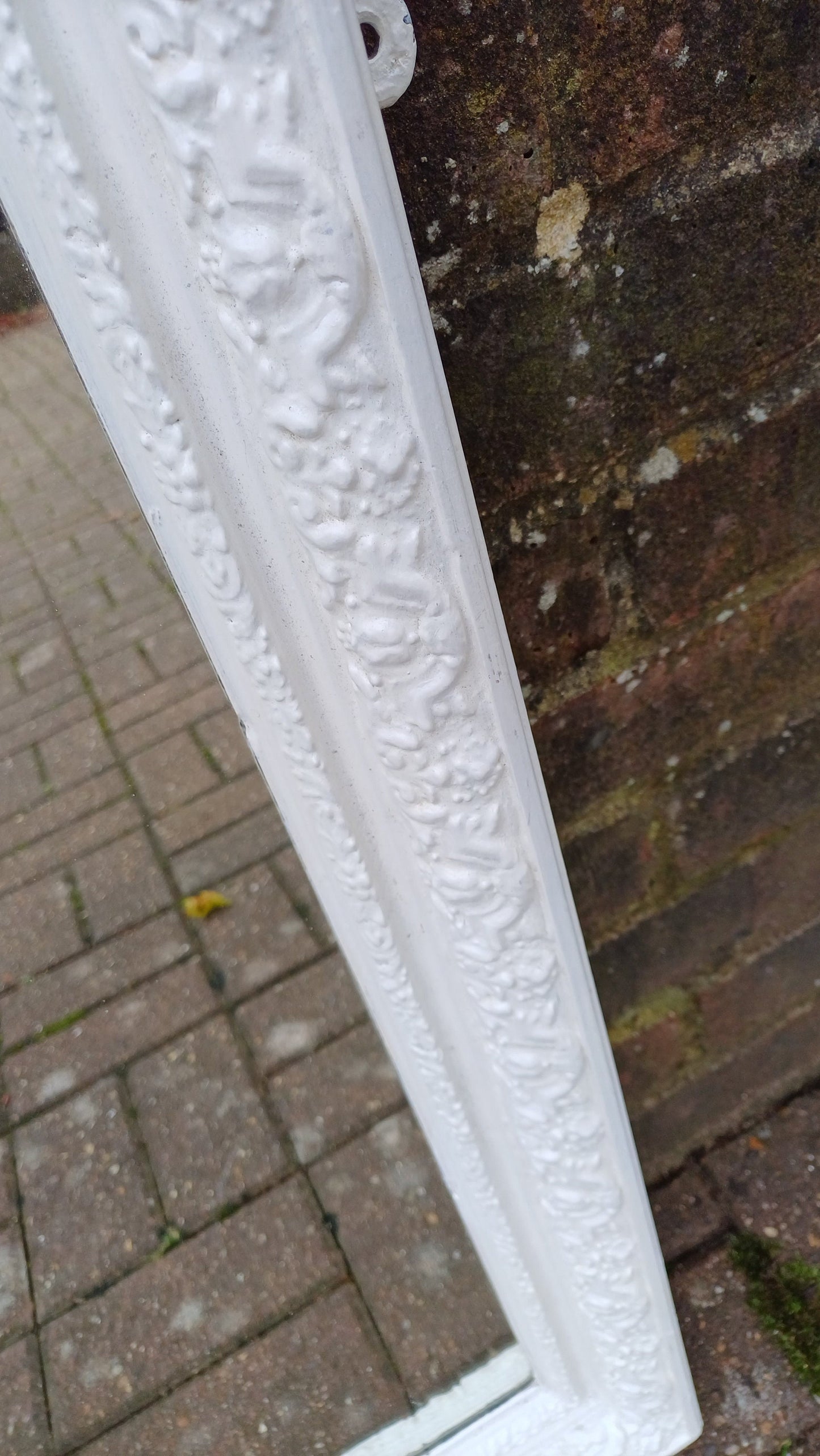 Large Vintage Victorian Painted Ornate Wall Mirror in Farrow and Ball Wimborne White.