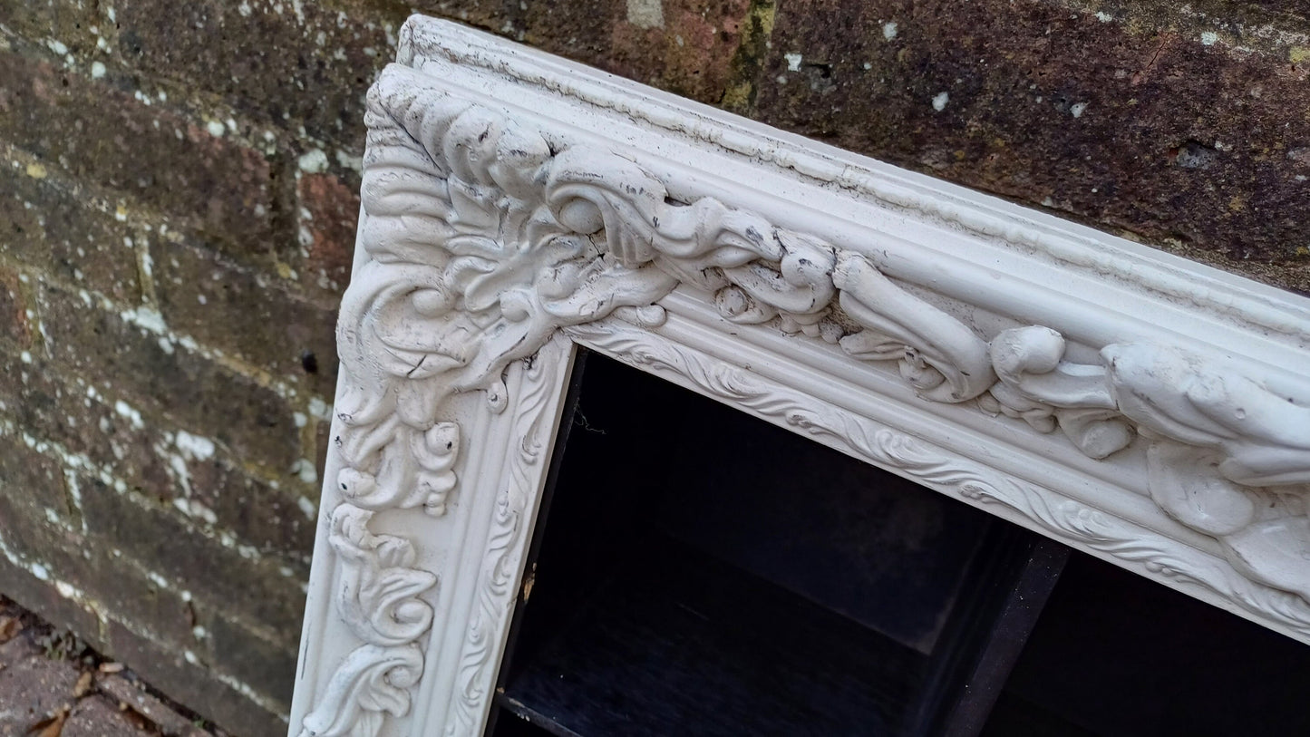 Vintage Style Wooden Black and White Cubby Hole Shelves Within Orante White Frame.