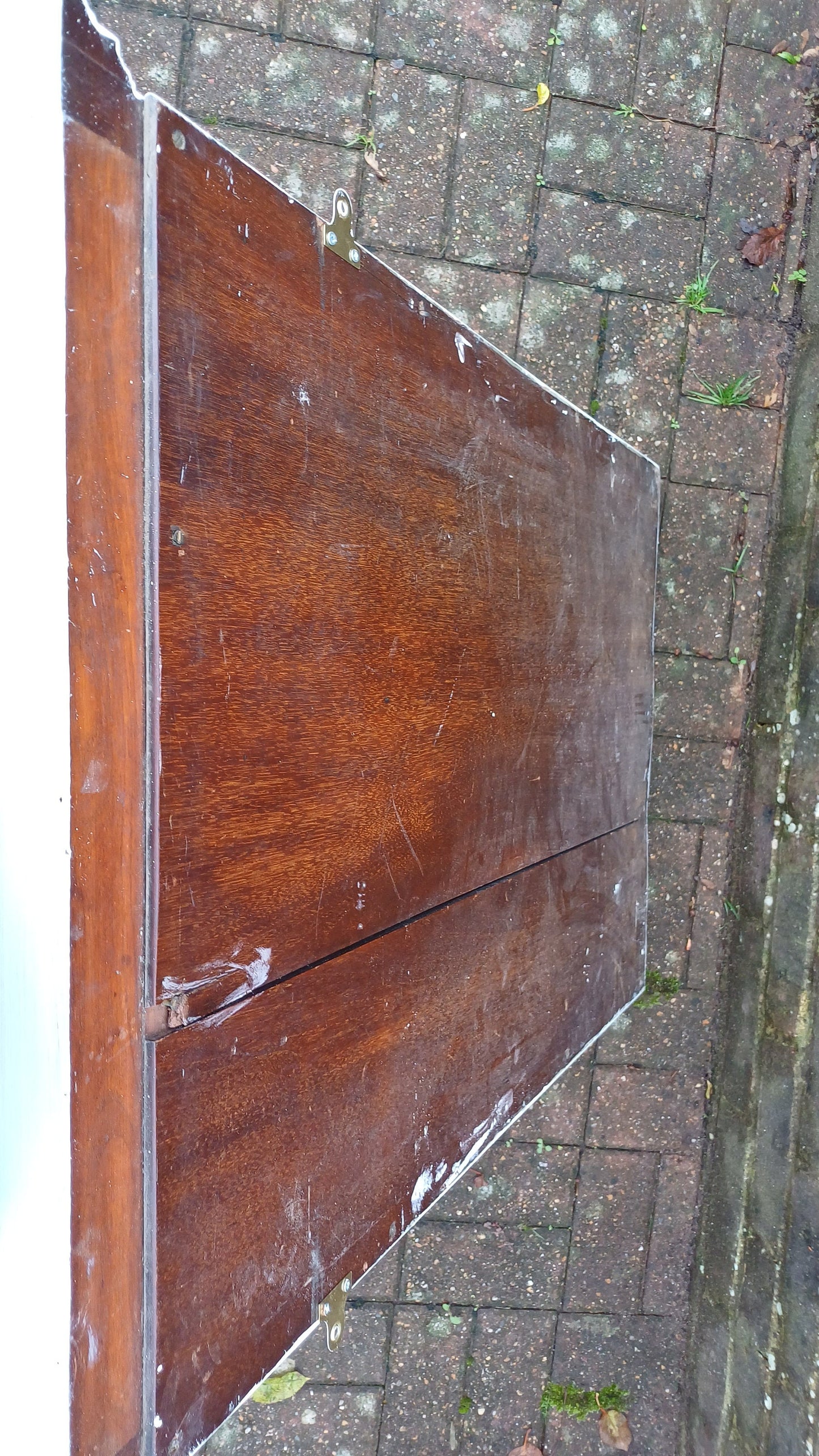 Charming Large Vintage Painted Shabby Chic Walnut Mirror Carved Bird Motif.