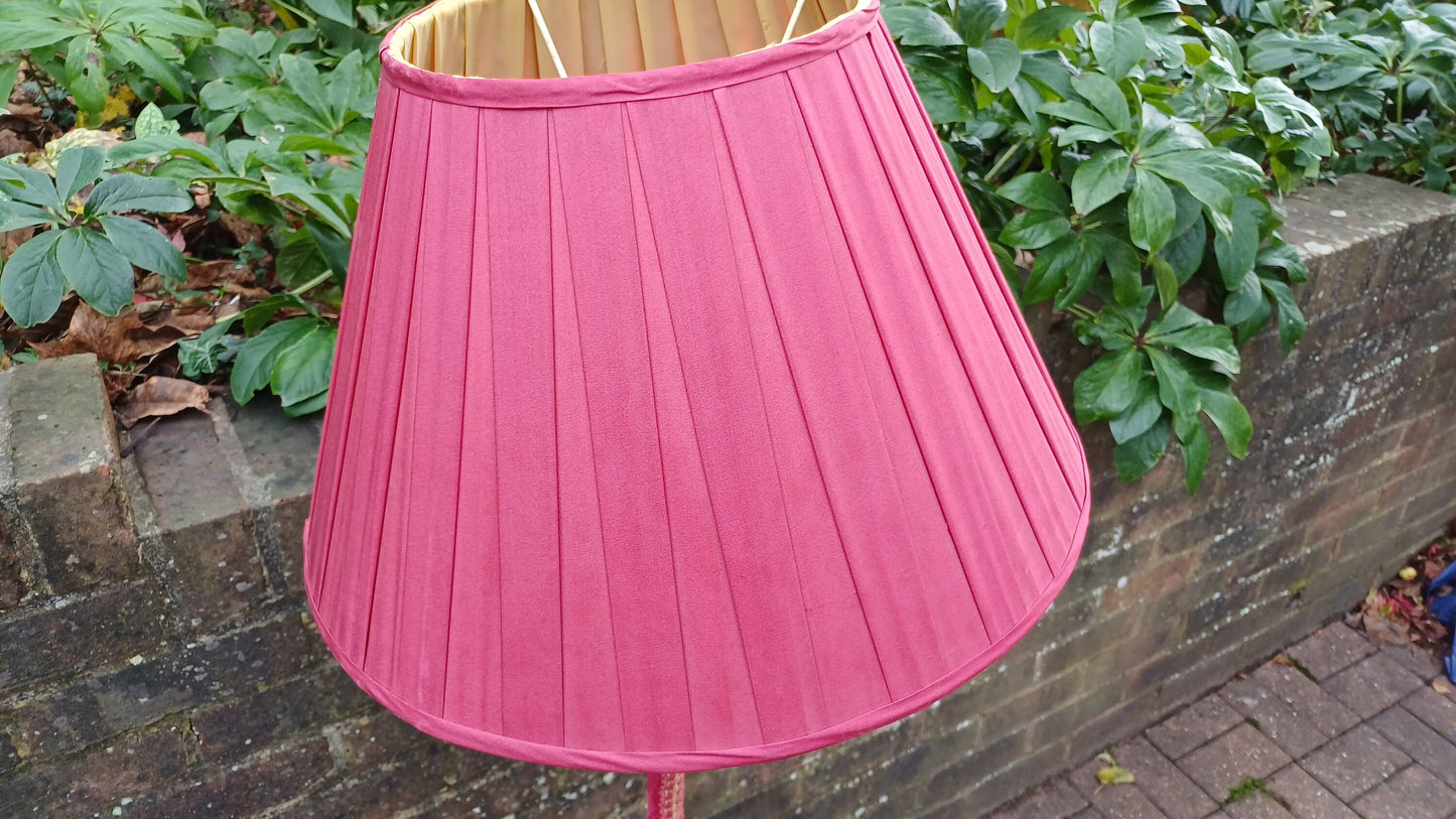 Superb Bespoke Vintage Pink Velvet Covered Standard Lamp and Shade Originally Art Deco Chrome.