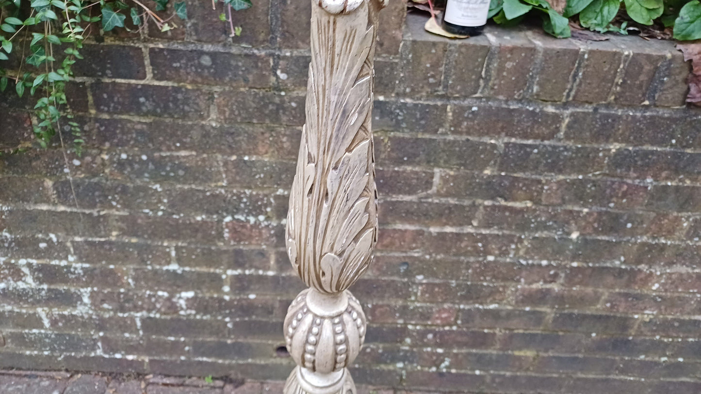 Vintage Painted Silver Metal Finish Standard Lamp Tripod Feet.