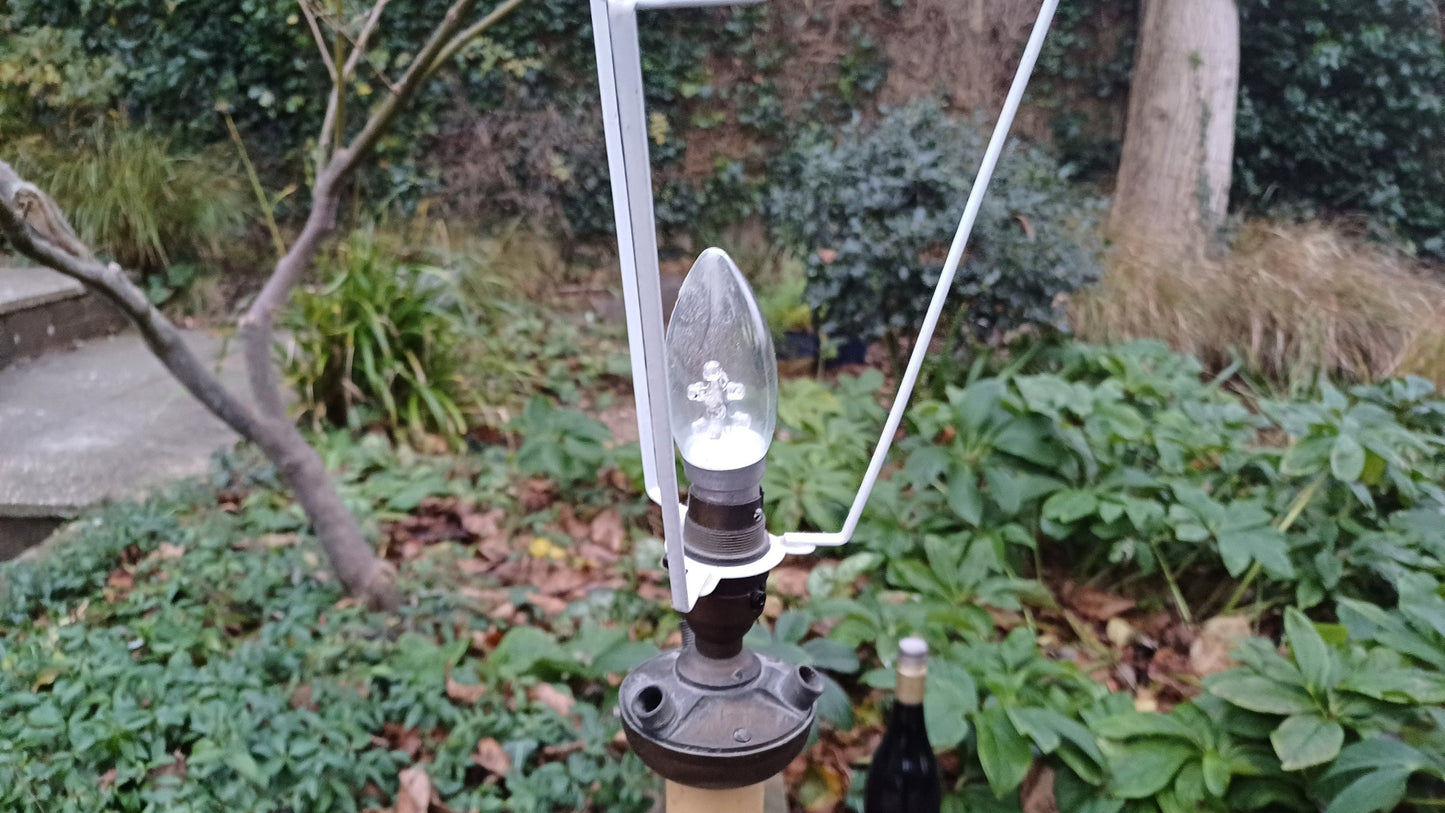 Vintage Painted Silver Metal Finish Standard Lamp Tripod Feet.