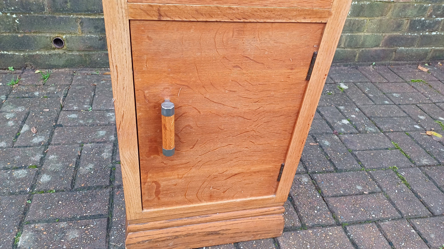 Vintage Retro Oak and Chrome Bedside Cupboard.