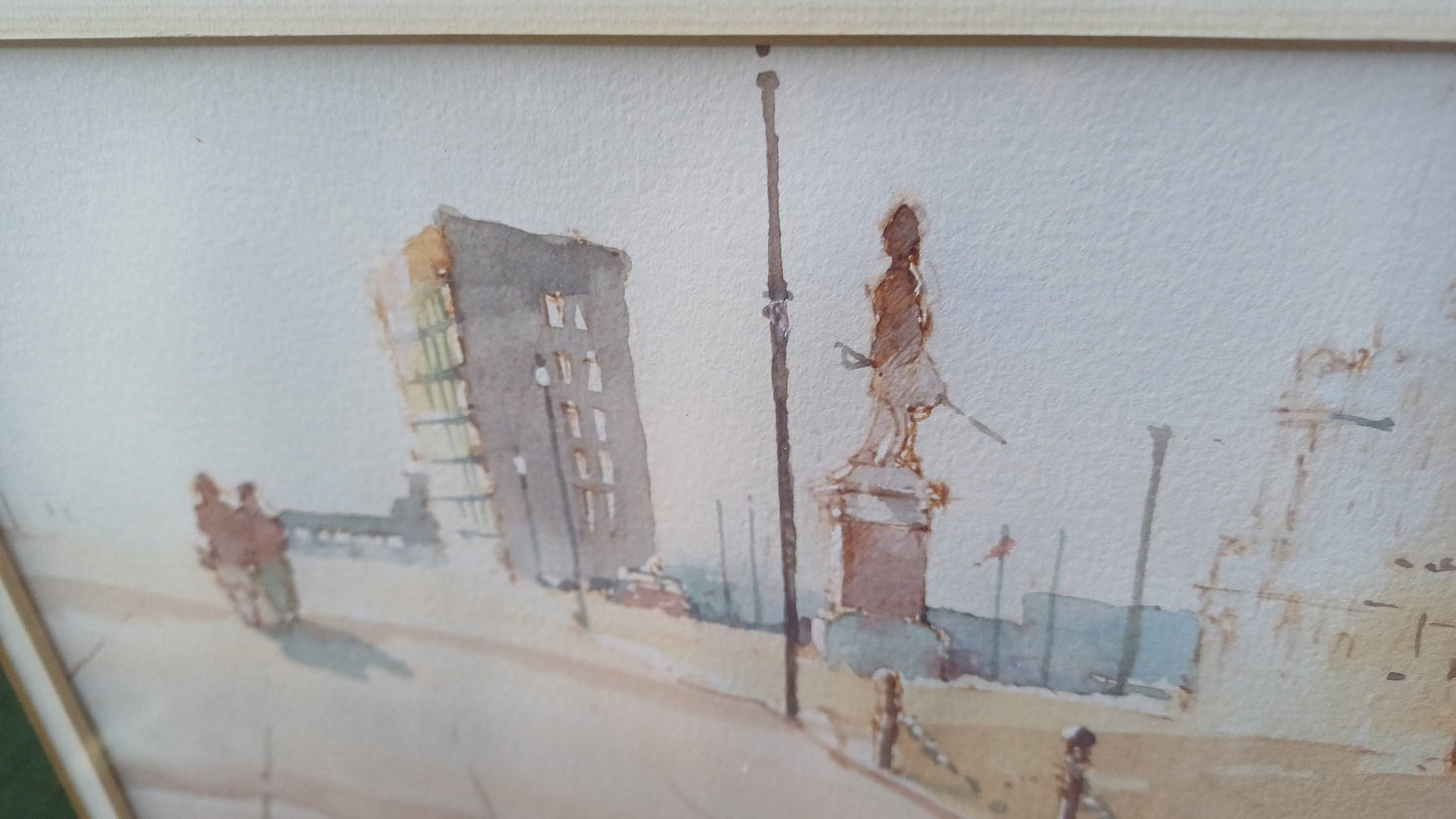 Original Watercolour Plymouth British Seaside Promenade - Michael D Hill (b1951) British artist