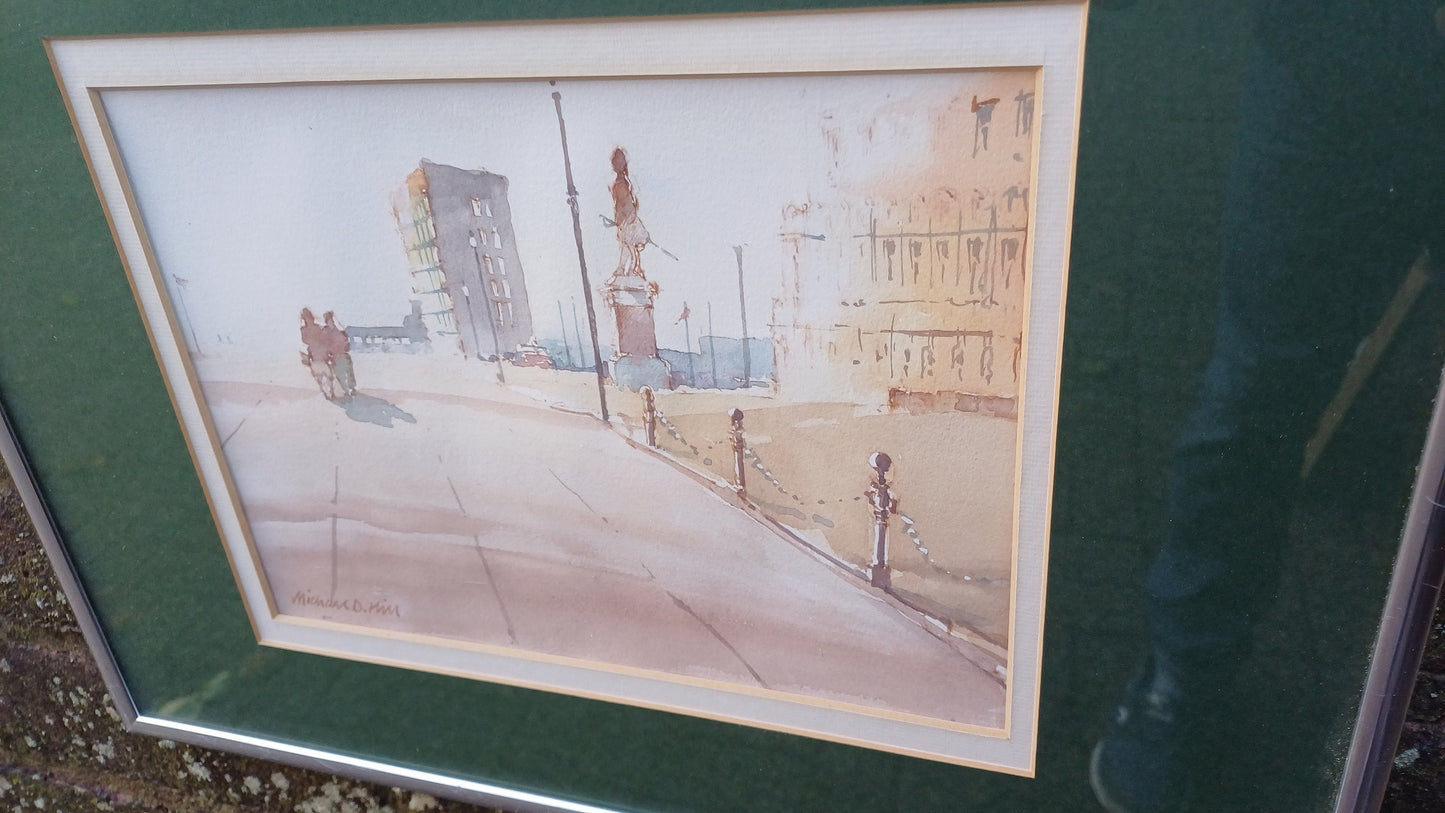 Original Watercolour Plymouth British Seaside Promenade - Michael D Hill (b1951) British artist