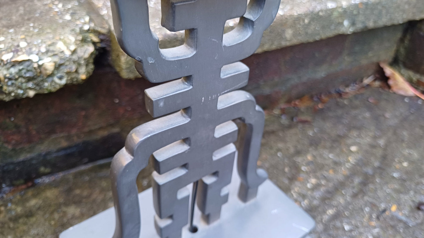 Oriental Chinese Metal (Pewter?) Heavy Large Lamp - 43cm tall