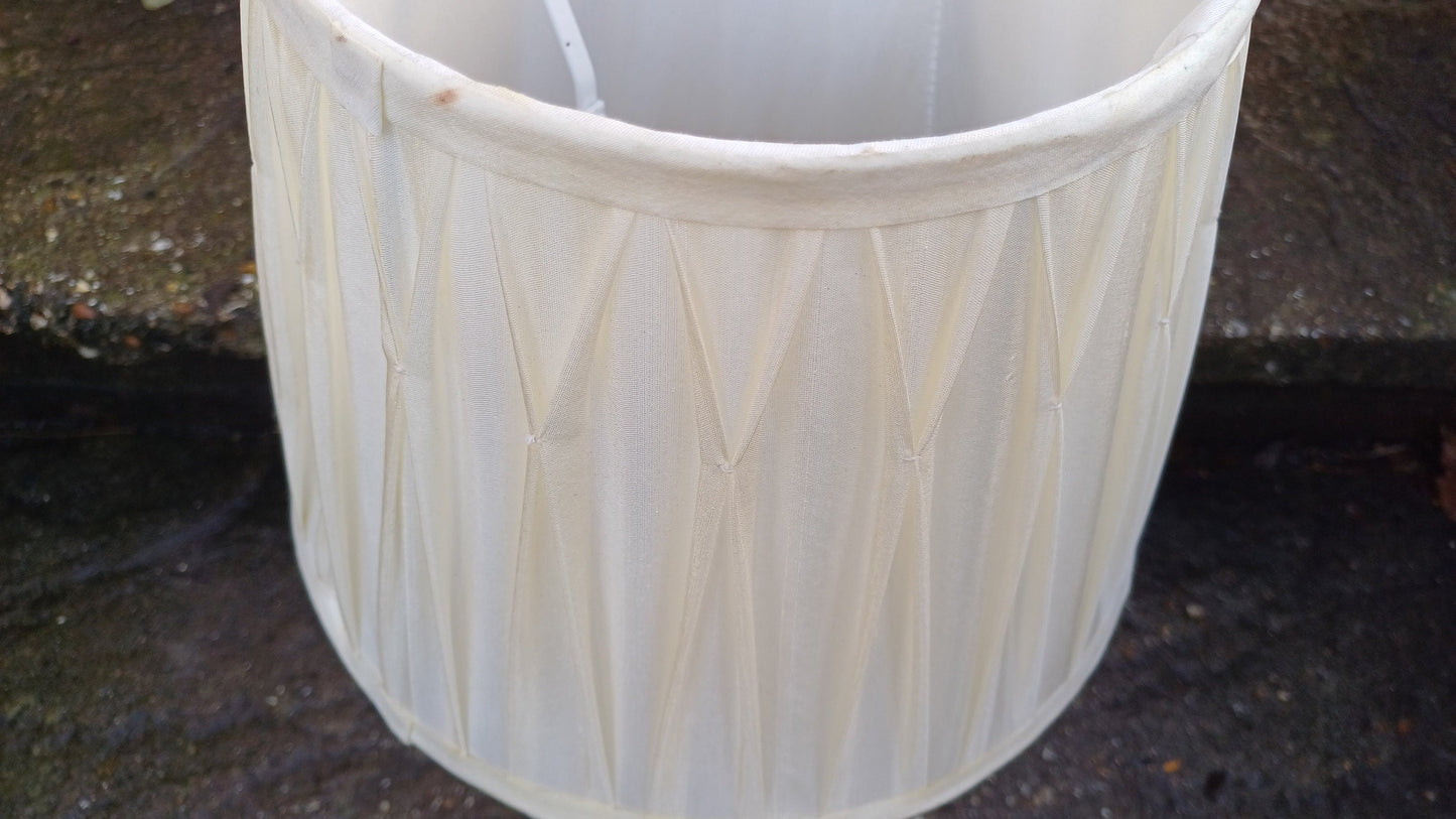 Brass and Glass Vintage lamp with pleated shade - working - 45cm tall incl shade