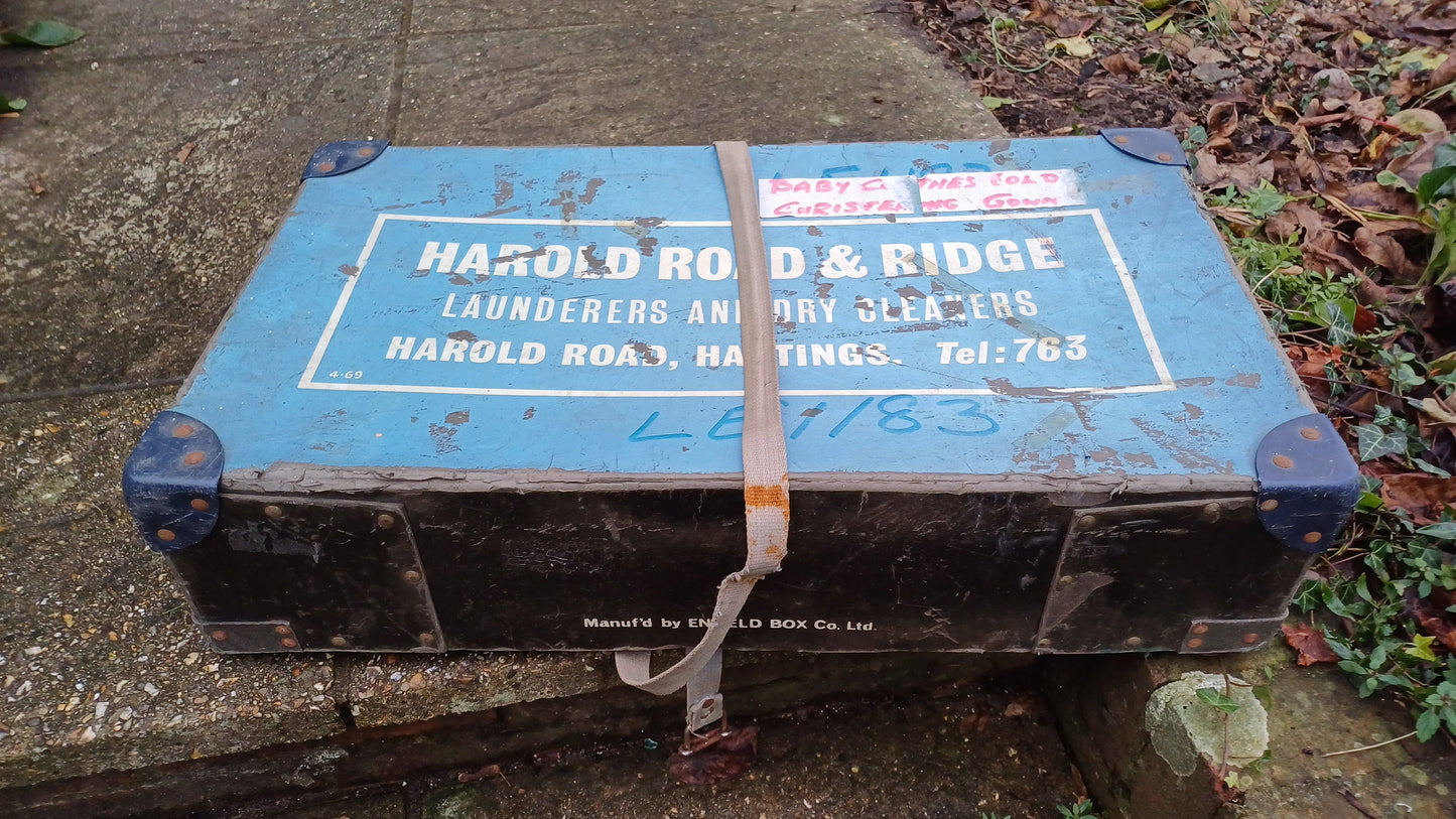 Vintage Storage Box : Harold Road & Ridge Hastings Dry Cleaners and Launderers made by Enfield Box Co. (34cm x 51cm x 15cm)