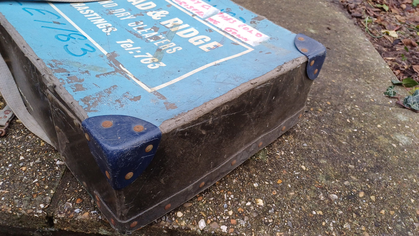 Vintage Storage Box : Harold Road & Ridge Hastings Dry Cleaners and Launderers made by Enfield Box Co. (34cm x 51cm x 15cm)