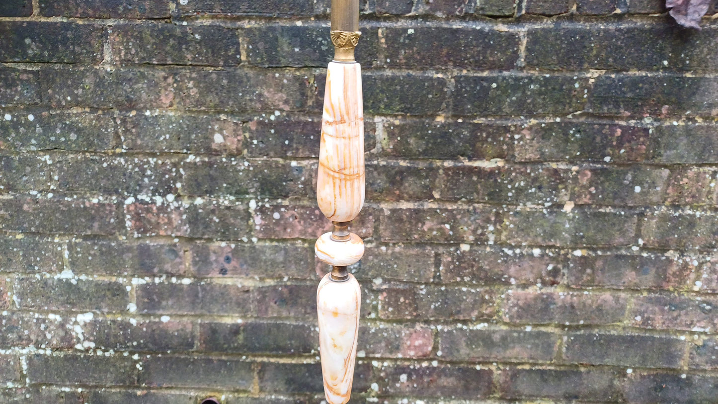 Delightful Vintage Retro Onyx Marble and Brass Standard Lamp