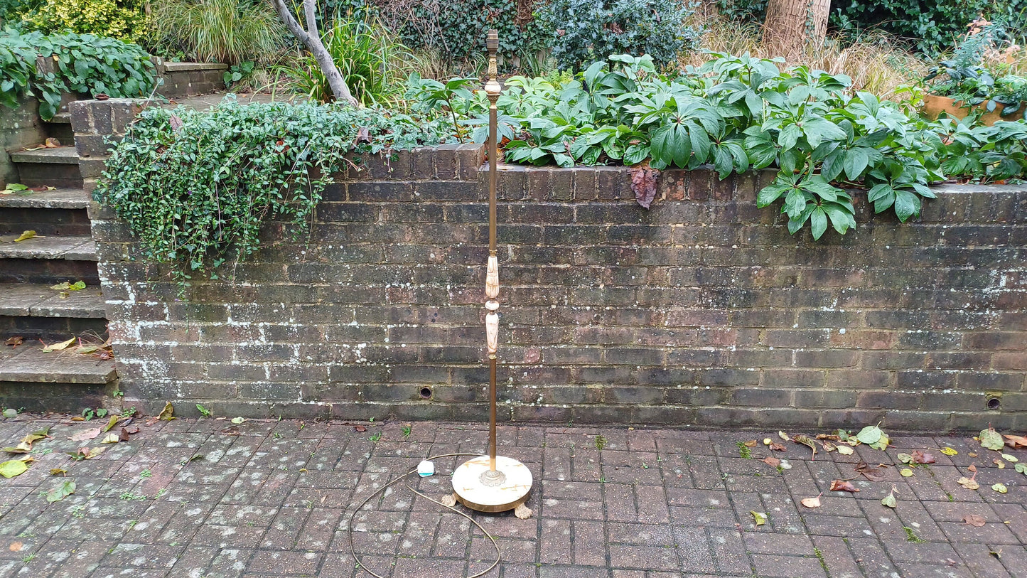 Delightful Vintage Retro Onyx Marble and Brass Standard Lamp