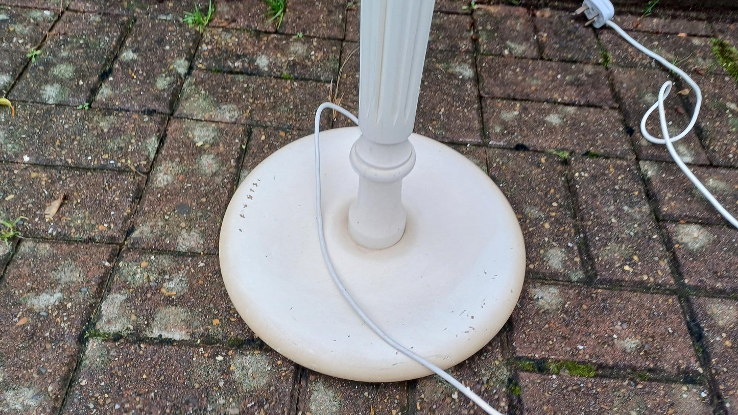 Vintage Painted Solid Beech Turned and Fluted Standard Lamp Working