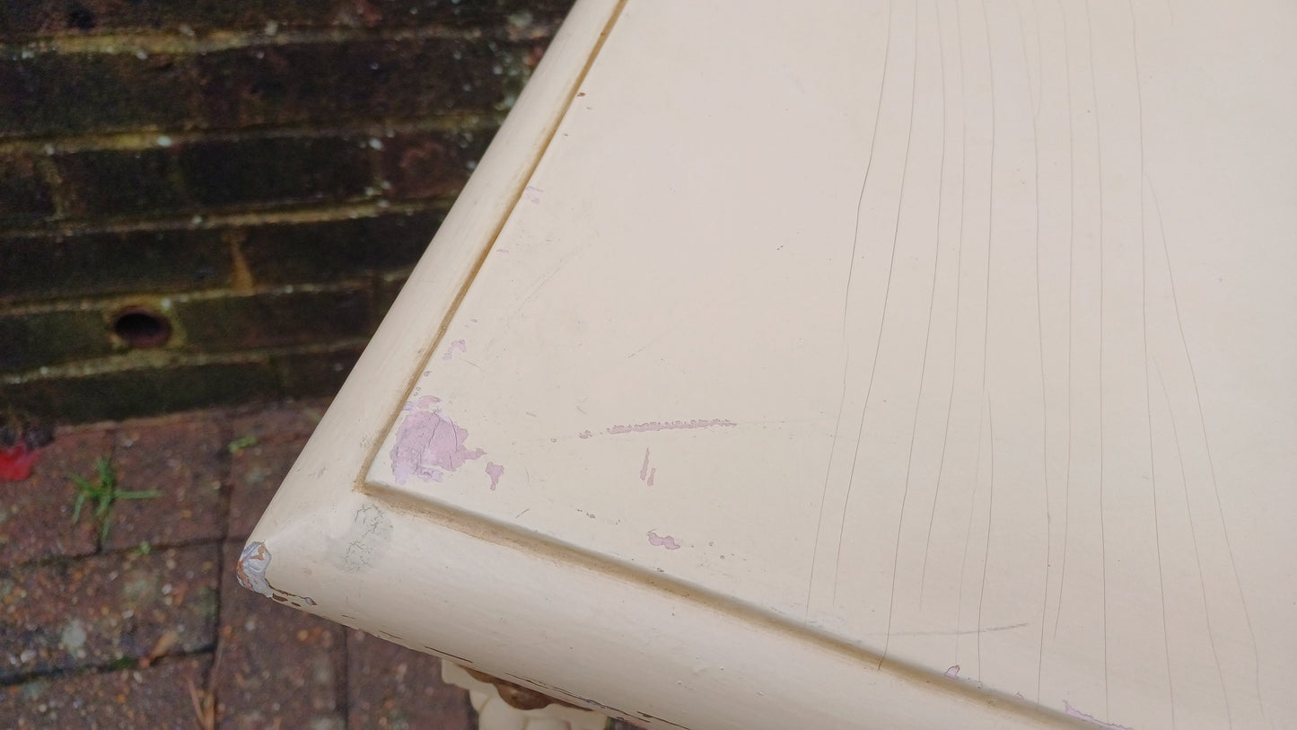 Vintage Painted Gold and Cream Side Occasional Bedside Table Solid Wood (Original Paint)