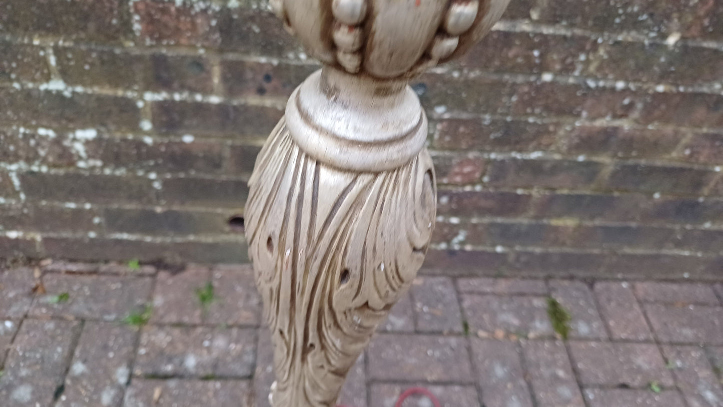 Vintage Painted Silver Metal Finish Standard Lamp Tripod Feet.
