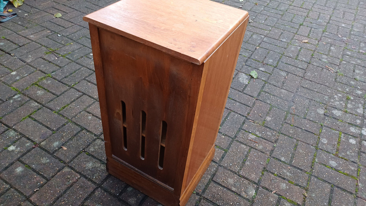 Vintage Retro Oak and Chrome Bedside Cupboard.