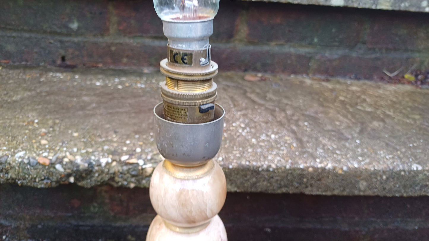 Superb Retro Shape Onyx Marble lamp - true vintage - balls and base - 30cm tall - working vintage onyx lamp