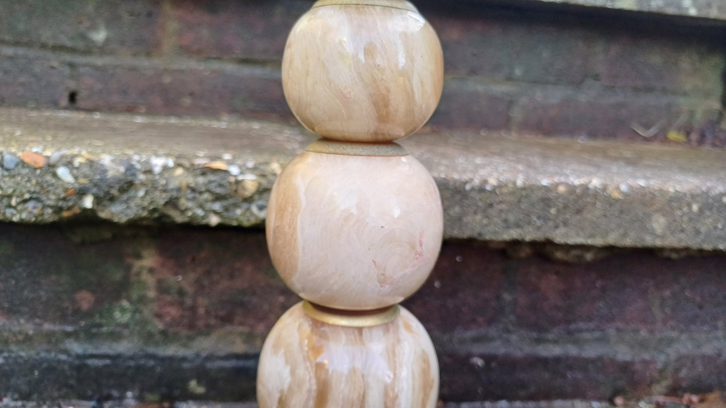 Superb Retro Shape Onyx Marble lamp - true vintage - balls and base - 30cm tall - working vintage onyx lamp