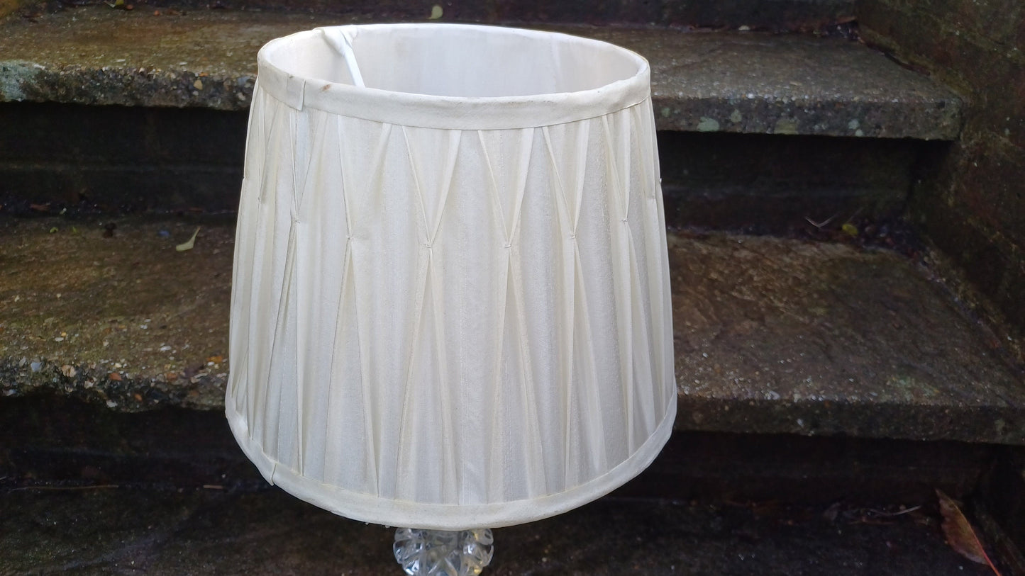 Brass and Glass Vintage lamp with pleated shade - working - 45cm tall incl shade