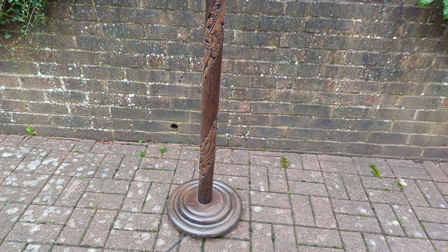 Superb Imposing Oriental Carved Full Length Serpent Standard Lamp.