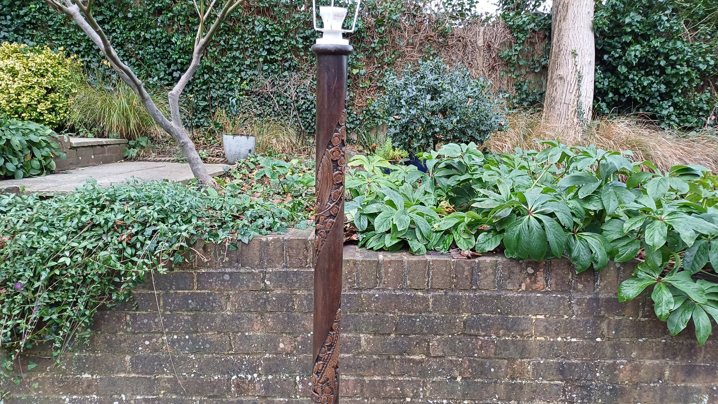 Superb Imposing Oriental Carved Full Length Serpent Standard Lamp.