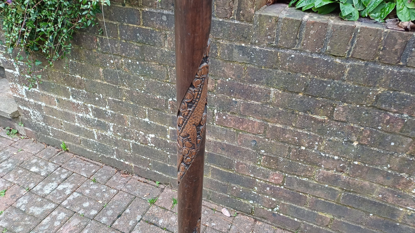 Superb Imposing Oriental Carved Full Length Serpent Standard Lamp.