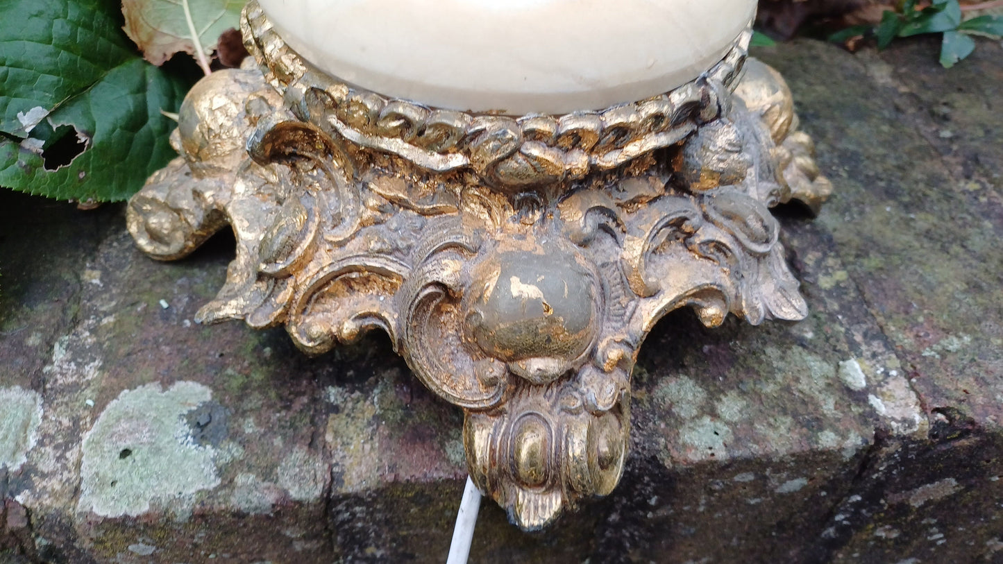 Outstanding Large Cherub Vintage Decorative Marble and Brass Gold Table Lamp. Working.