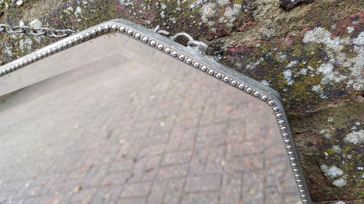 Top Quality Vintage Retro Chrome Decorative Wall Mirror with Ribbon Motif.