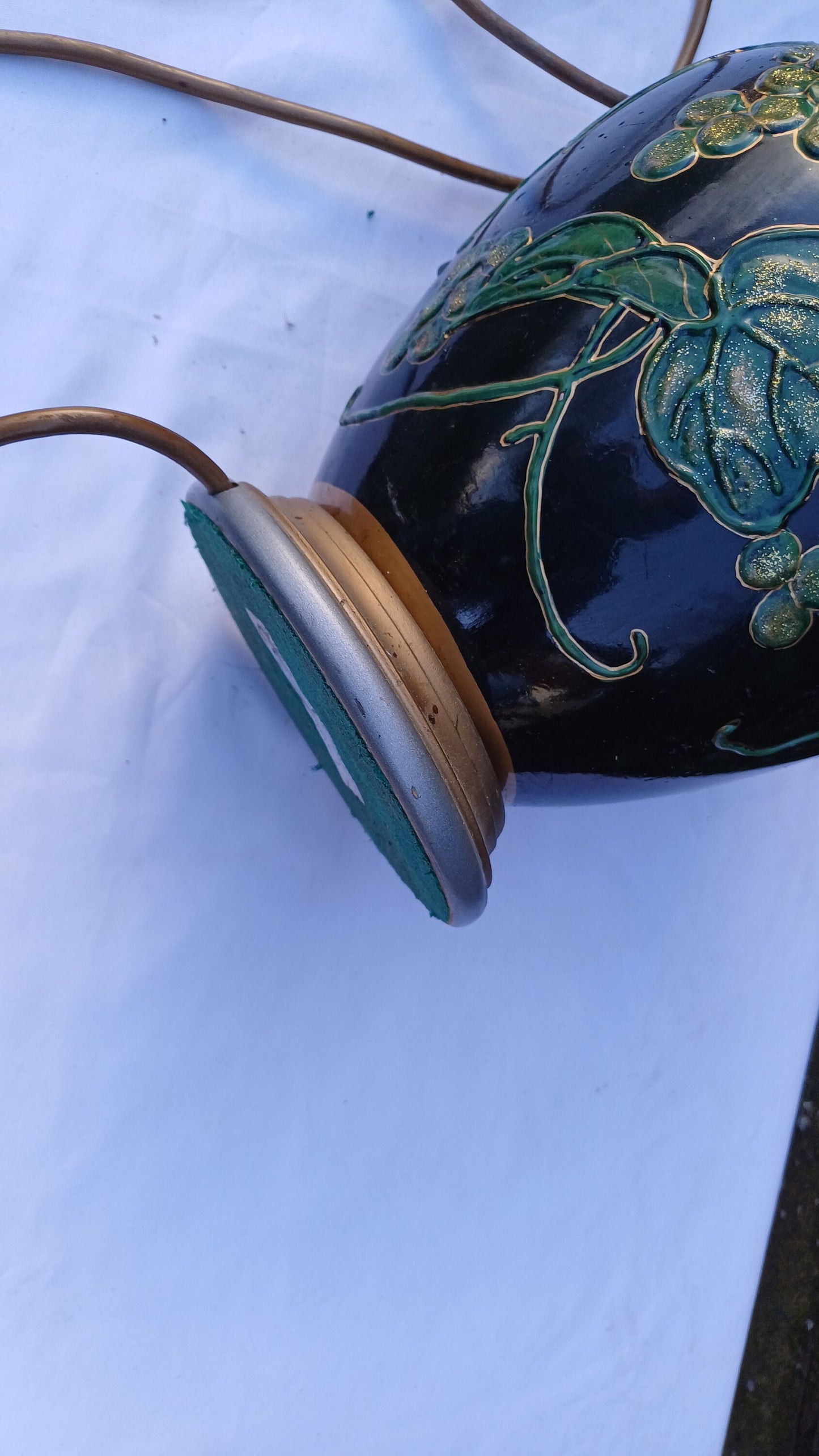 Gregory's Ltd Table Lamp in Black Green and Gold - large and very stylish, Grecianesque - 36cm tall - working order