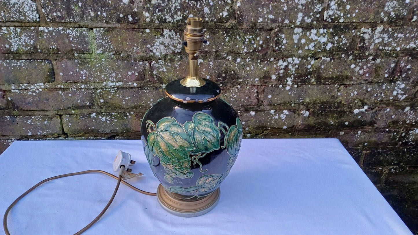 Gregory's Ltd Table Lamp in Black Green and Gold - large and very stylish, Grecianesque - 36cm tall - working order
