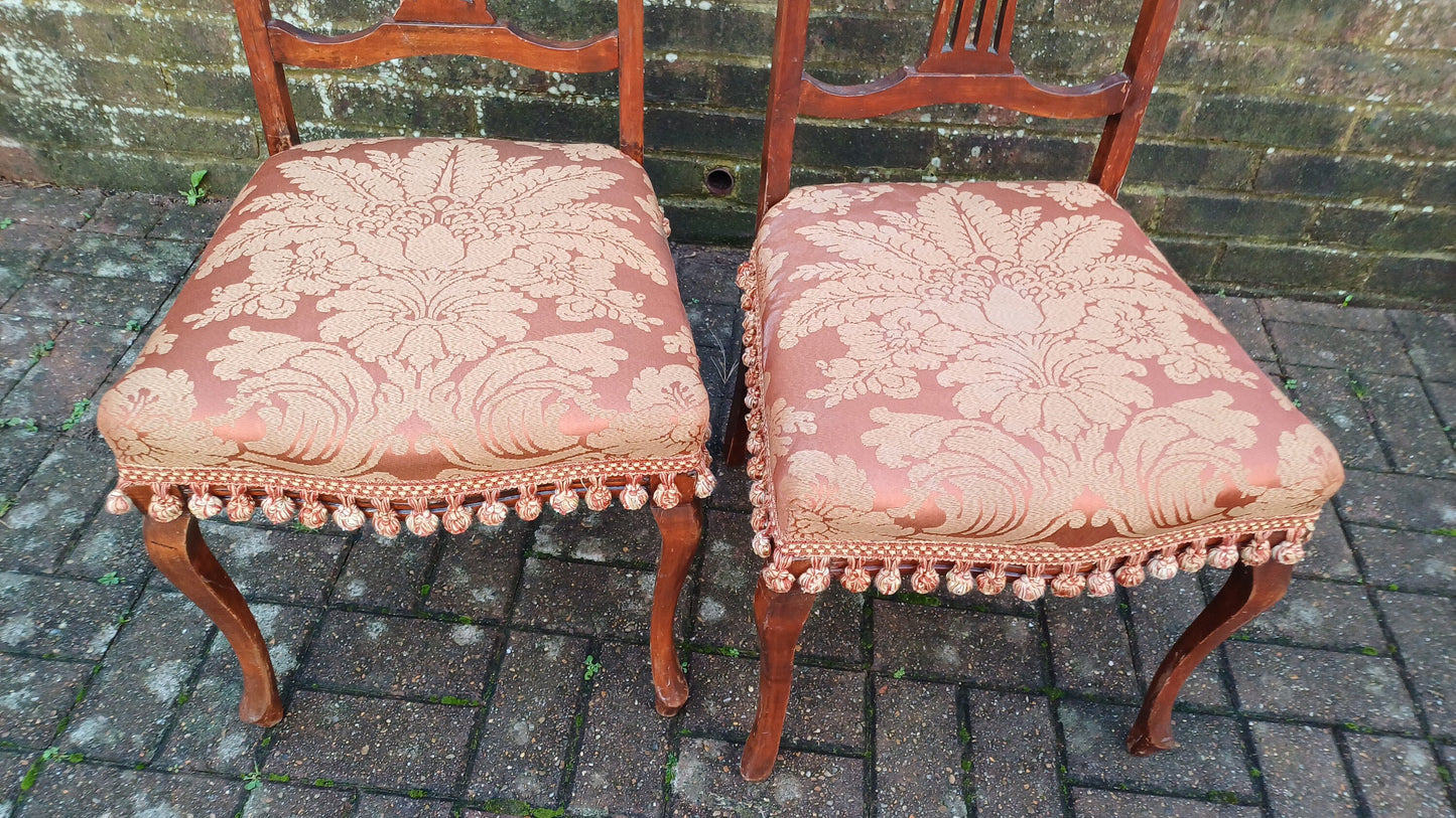 Pair of c1900 Vintage Upholstered Dining Bedroom Occasional Chairs Mid-European. Art Nouveau.