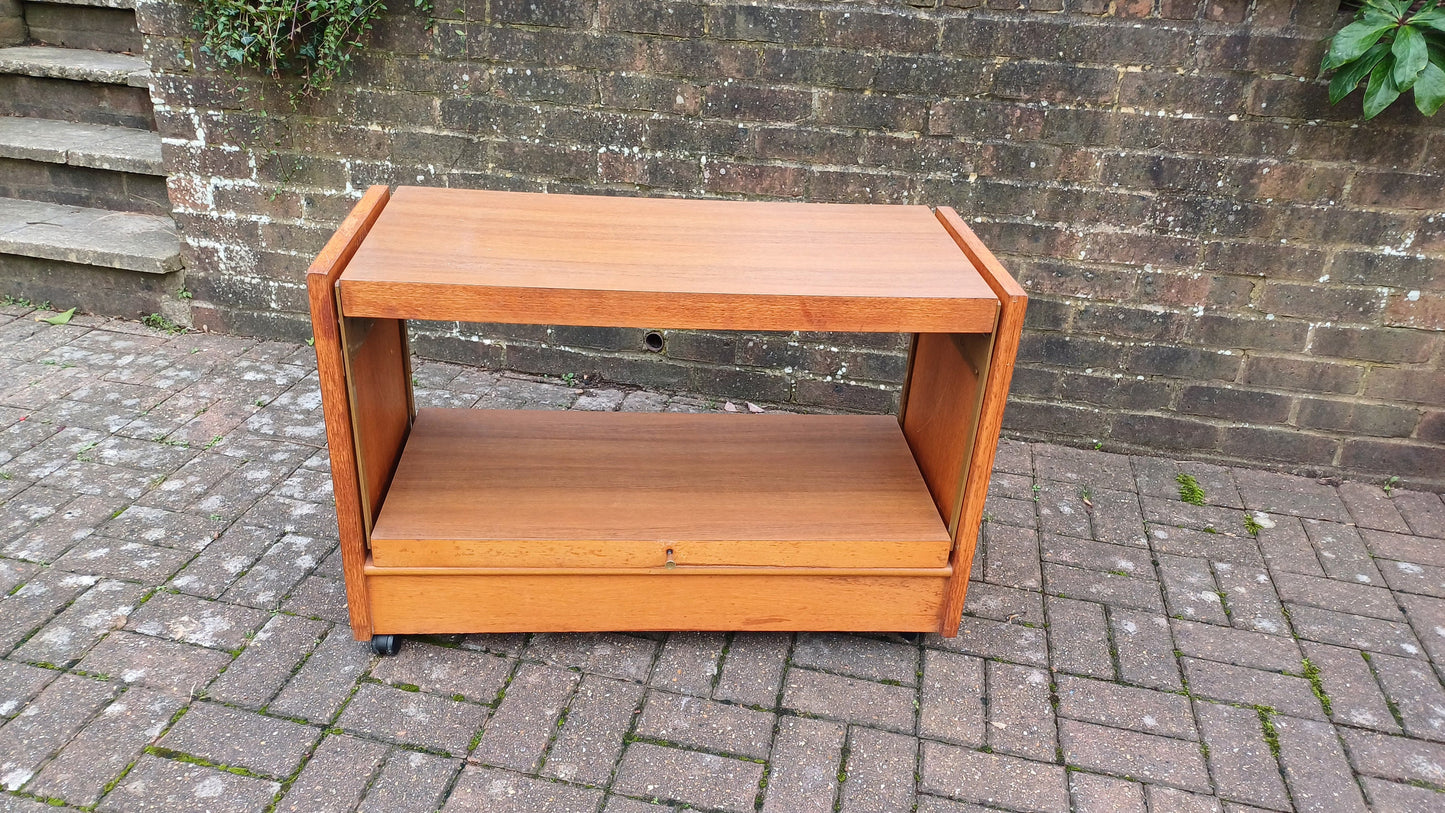 Quirky Vintage Retro Cantilever Adjustable Trolley Fold Up Table Formica Top