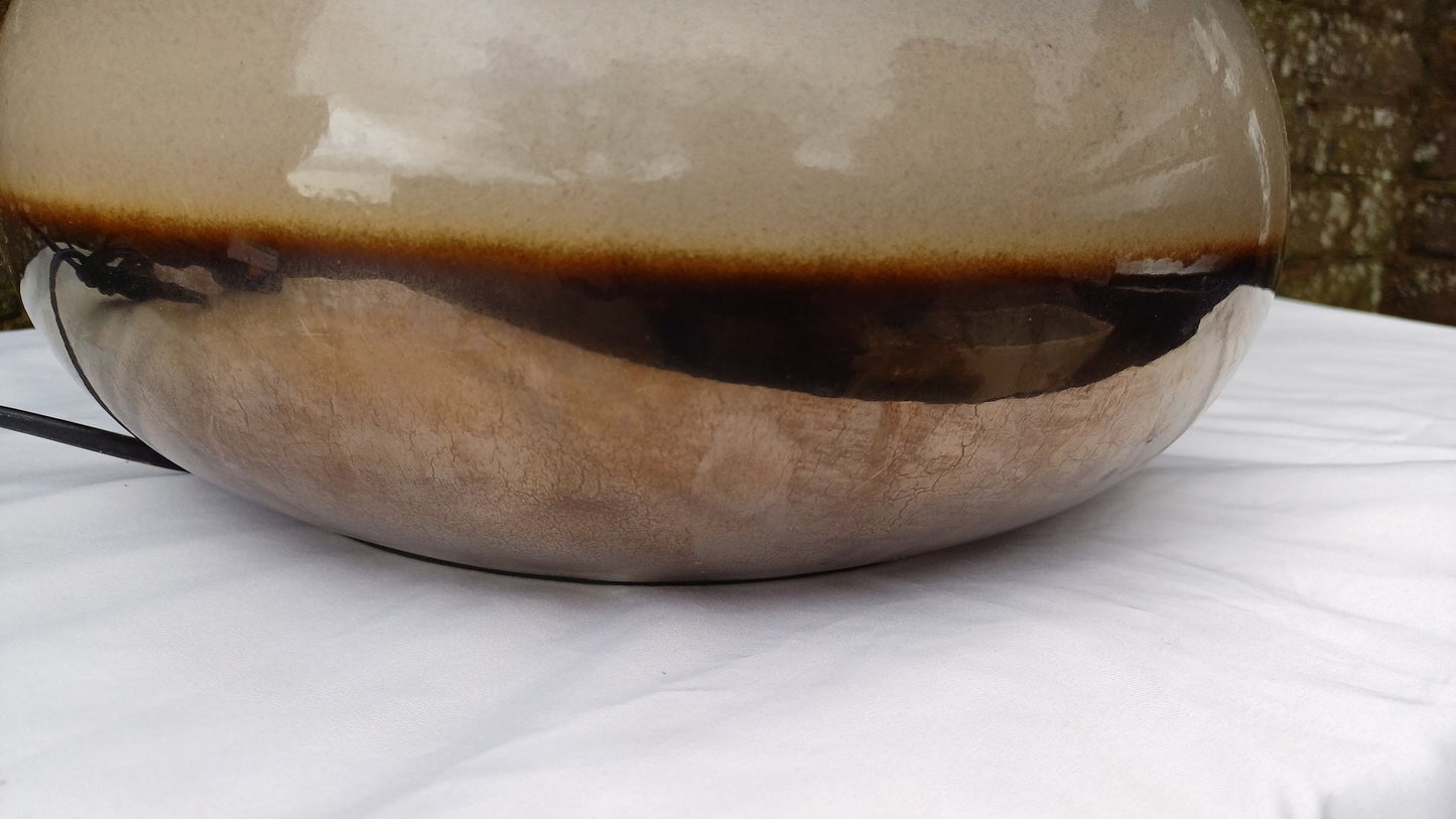 Statement Lamp and Shade - 1990s browns, golds, beiges - Maison label 48cm tall including shade, 36cm wide)