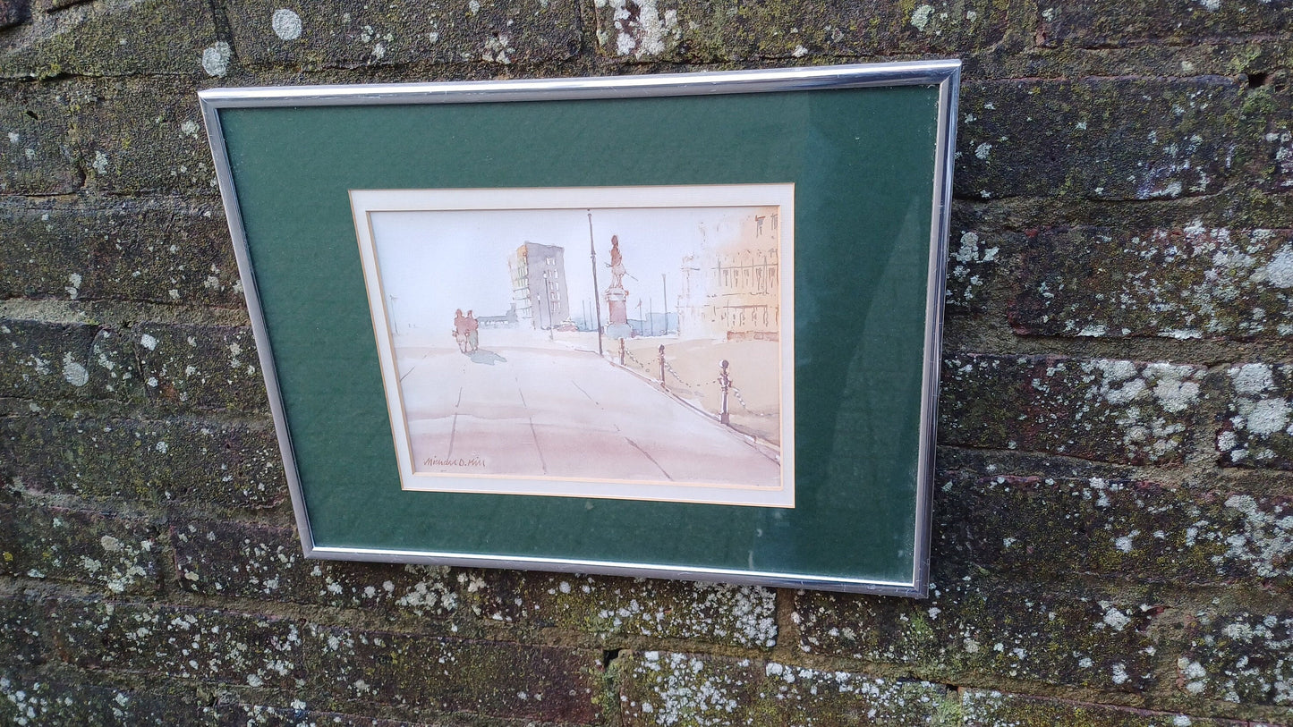 Original Watercolour Plymouth British Seaside Promenade - Michael D Hill (b1951) British artist