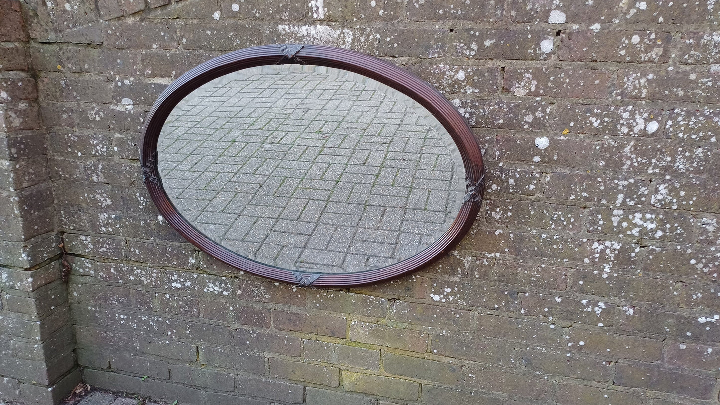 Massive Top Quality Vintage Mahogany Fluted Decorative Wall Mirror Late Victorian.