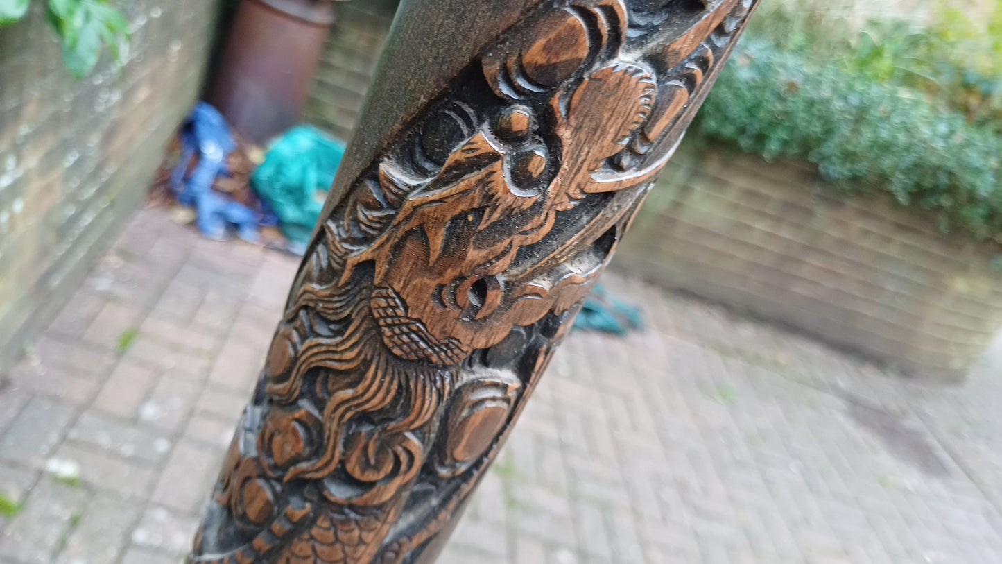 Superb Imposing Oriental Carved Full Length Serpent Standard Lamp.