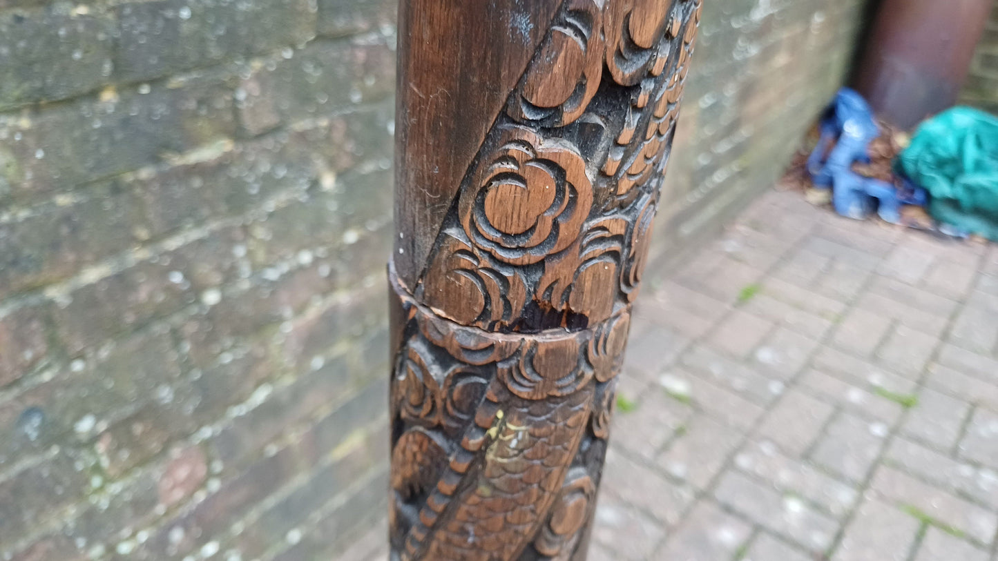 Superb Imposing Oriental Carved Full Length Serpent Standard Lamp.