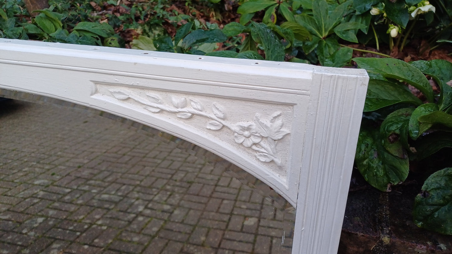 Huge Vintage Painted Mahogany Over Mantel Late Victorian in Farrow and Ball Wimborne White.