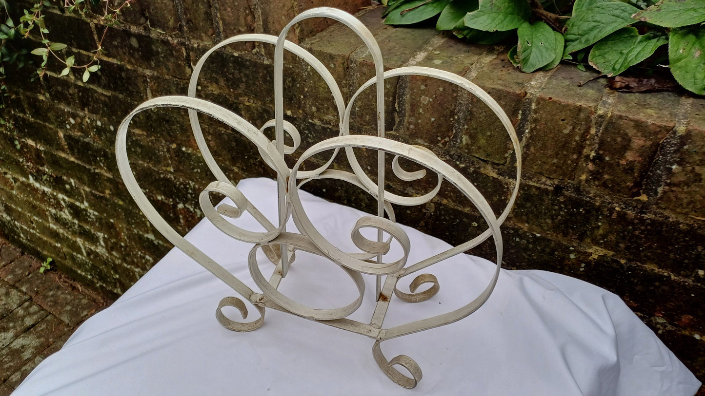 Delightful Vintage Magazine Newspaper Rack - Retro Mid Century - curls and heart shaped?