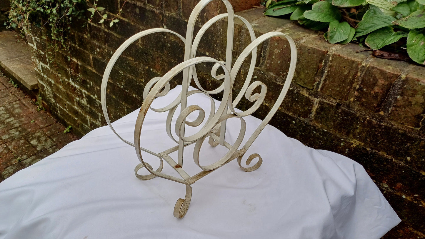 Delightful Vintage Magazine Newspaper Rack - Retro Mid Century - curls and heart shaped?