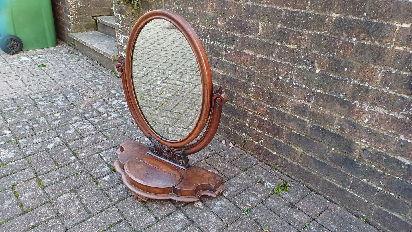 Huge Outstanding Vintage Oval Victorian Dressing Table Mirror.