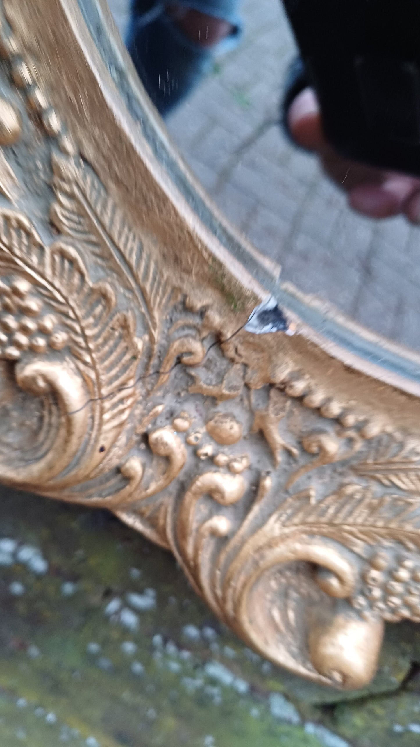 Vintage Composite Cherub Gold Gilt Decorative Mirror.