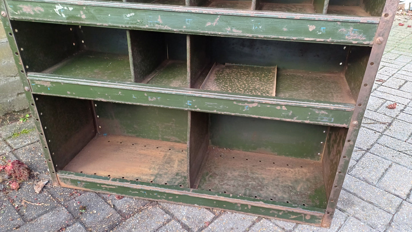 Vintage Industrial Painted Cubby Holes Shelves Storage Artisan