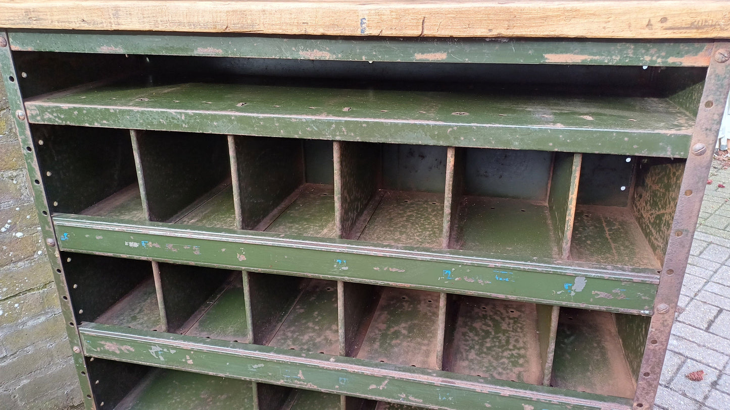 Vintage Industrial Painted Cubby Holes Shelves Storage Artisan