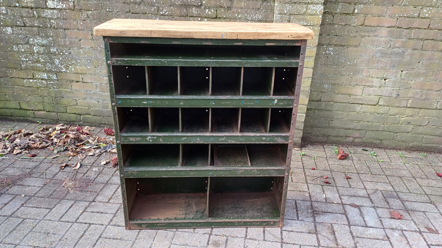 Vintage Industrial Painted Cubby Holes Shelves Storage Artisan